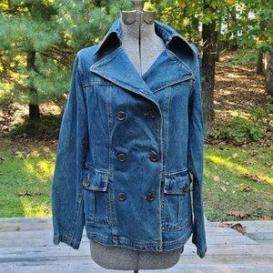 CoffeeShop Double-Breasted Denim Jacket, Size L